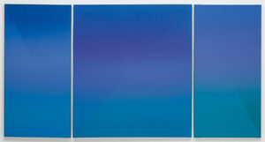 Jef Verheyen, espace 3 temps (Triptychon), 1976/77, Acryl auf Leinwand, linker u. rechter Flügel je 180 x 90 cm, mittlerer Flügel 180 x 180 cm | © Bildrecht, Wien 2024Foto: Archiv Lenz Schönberg